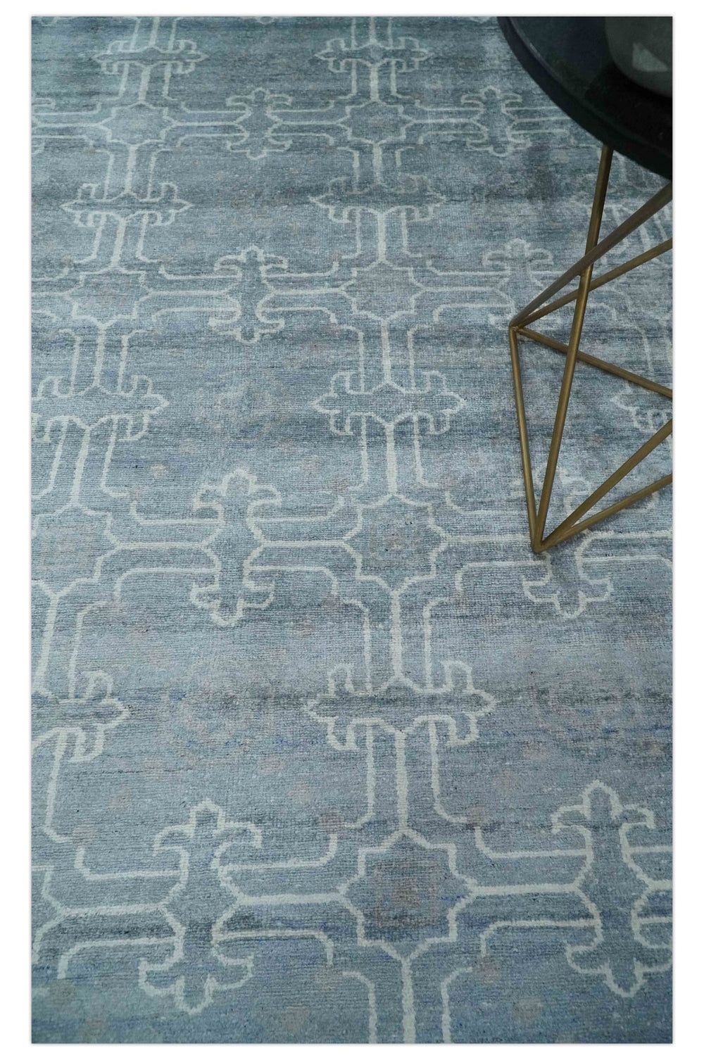 6x9 Hand Woven Silver, Charcoal and Ivory Low pile wool area Rug - The Rug Decor