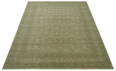 7.10x9.7 Traditional Ivory and Olive Antique Style Hand knotted Wool Area Rug, Kids, Living Room and Bedroom Rug - The Rug Decor