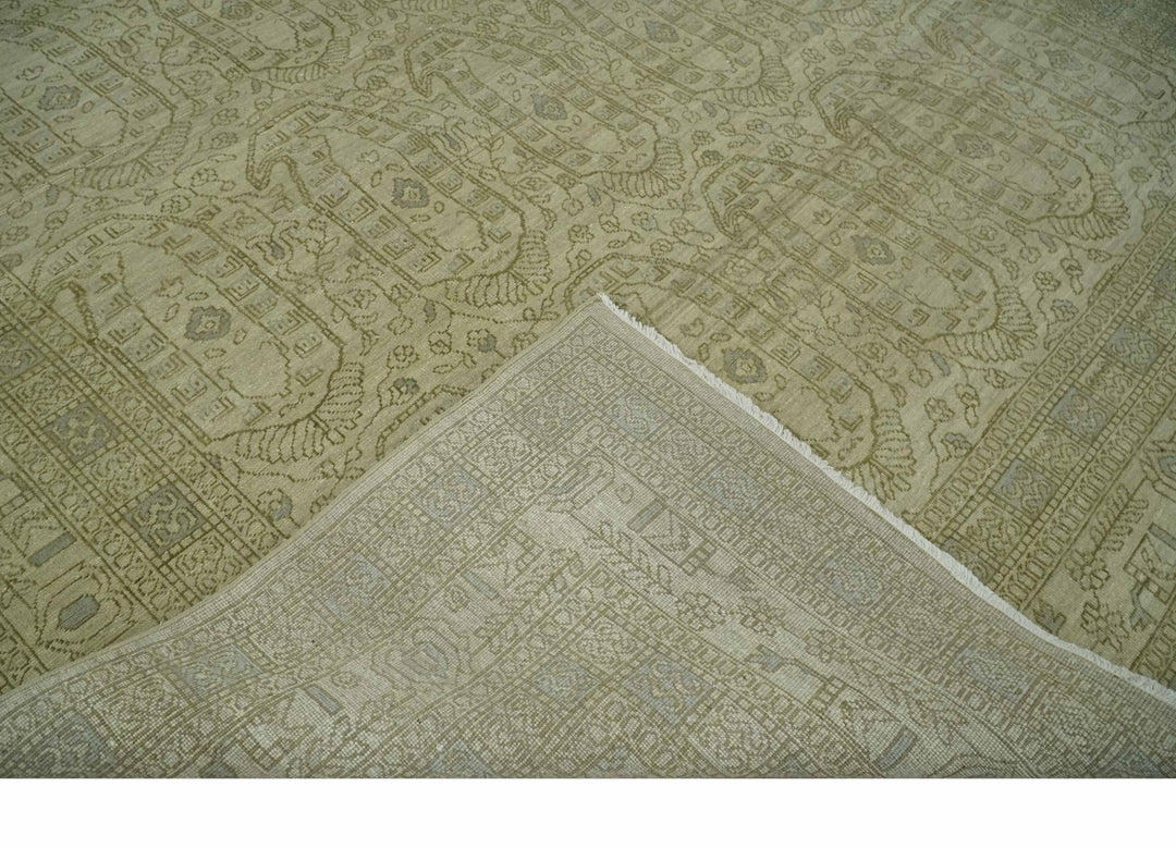 7.10x9.7 Traditional Ivory and Olive Antique Style Hand knotted Wool Area Rug, Kids, Living Room and Bedroom Rug - The Rug Decor