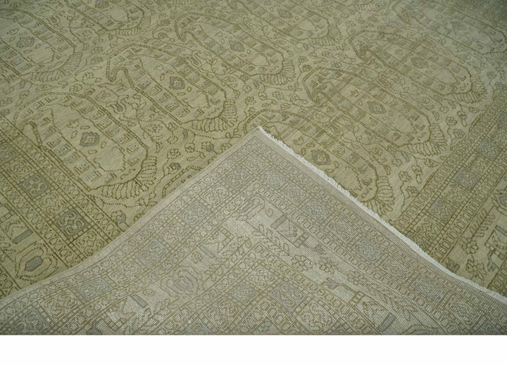7.10x9.7 Traditional Ivory and Olive Antique Style Hand knotted Wool Area Rug, Kids, Living Room and Bedroom Rug - The Rug Decor