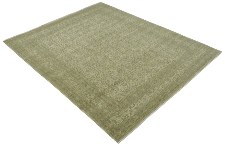 7.10x9.7 Traditional Ivory and Olive Antique Style Hand knotted Wool Area Rug, Kids, Living Room and Bedroom Rug - The Rug Decor