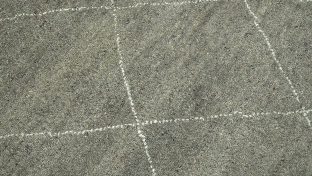 Hand Knotted Charcoal and White 9x12 Trellis Moroccan Rug Made with Fine Wool | TRDCP651912