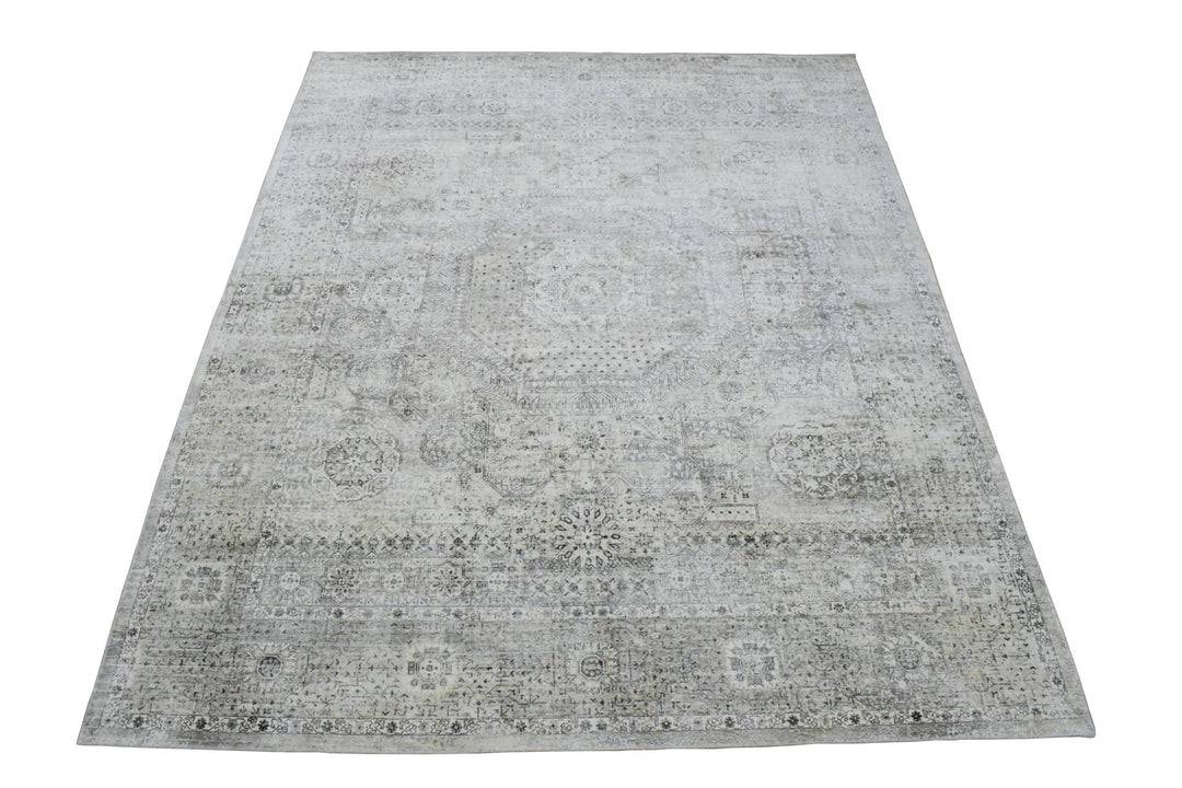 7.8x9.8 Rug, Abstract Blue and Gray Rug made with Viscose Art Silk, Living, Dinning and Bedroom Rug | TRD0091AR7898 - The Rug Decor