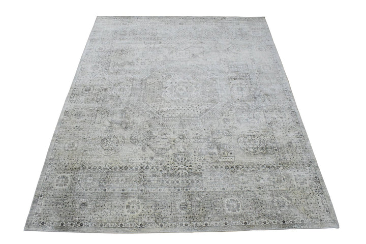 7.8x9.8 Rug, Abstract Blue and Gray Rug made with Viscose Art Silk, Living, Dinning and Bedroom Rug | TRD0091AR7898 - The Rug Decor