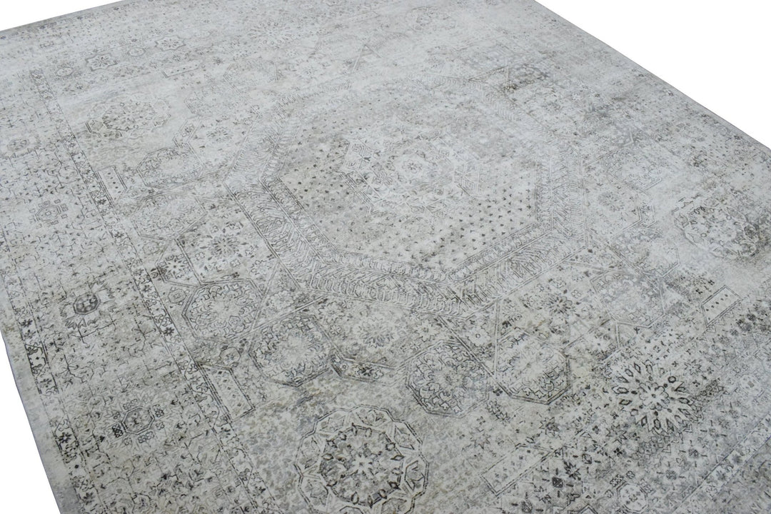 7.8x9.8 Rug, Abstract Blue and Gray Rug made with Viscose Art Silk, Living, Dinning and Bedroom Rug | TRD0091AR7898 - The Rug Decor