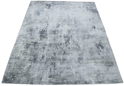 7.8x9.8 Rug, Abstract Blue and Gray Rug made with Viscose Art Silk, Living, Dinning and Bedroom Rug | TRD0092AR7898 - The Rug Decor
