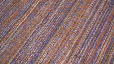 Rainbow Purple Rust Shaded Stripe 5x7 Blended bamboo Silk Flatwoven Area Rug | HL41