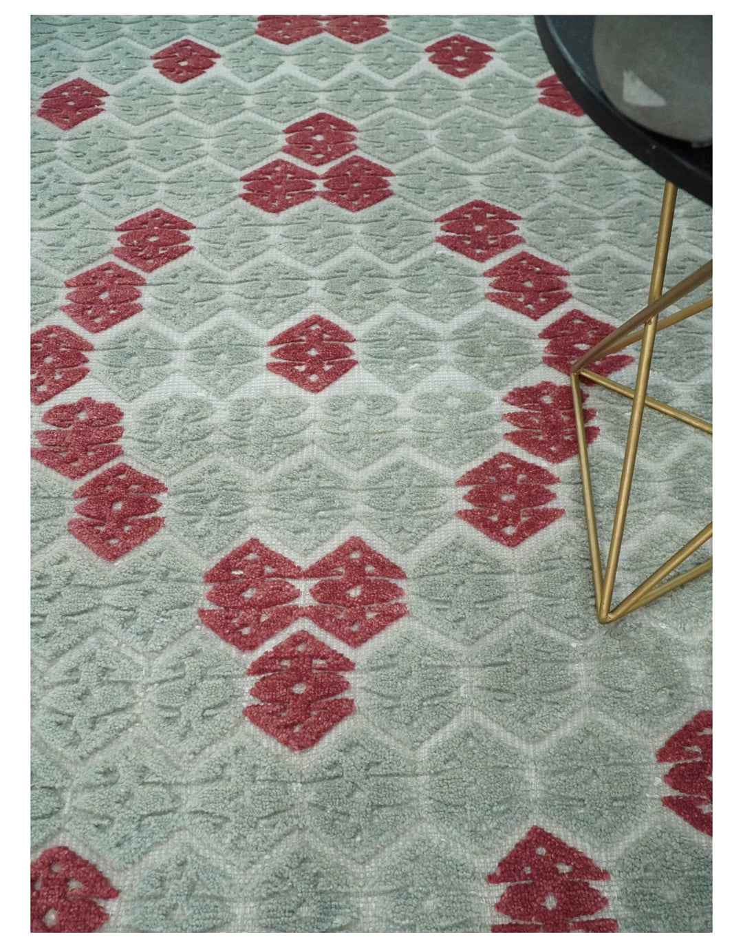 7x10 Hand Knotted Green, Red and Blue Traditional Persian Oushak Wool Rug | AC7710 - The Rug Decor