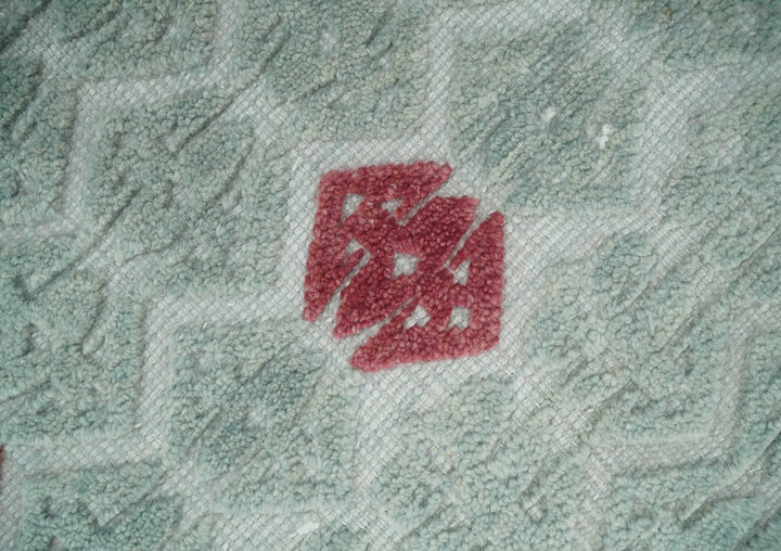 7x10 Hand Knotted Green, Red and Blue Traditional Persian Oushak Wool Rug | AC7710 - The Rug Decor
