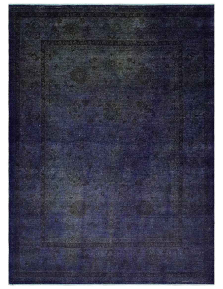 8.4x11.5 Overdyed Royal Dark Purple Hand Knotted Traditional Oushak Wool Area Rug - The Rug Decor