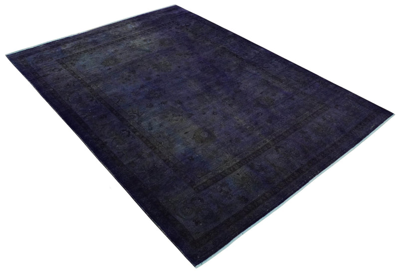 8.4x11.5 Overdyed Royal Dark Purple Hand Knotted Traditional Oushak Wool Area Rug - The Rug Decor