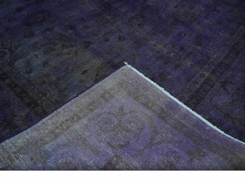 8.4x11.5 Overdyed Royal Dark Purple Hand Knotted Traditional Oushak Wool Area Rug - The Rug Decor
