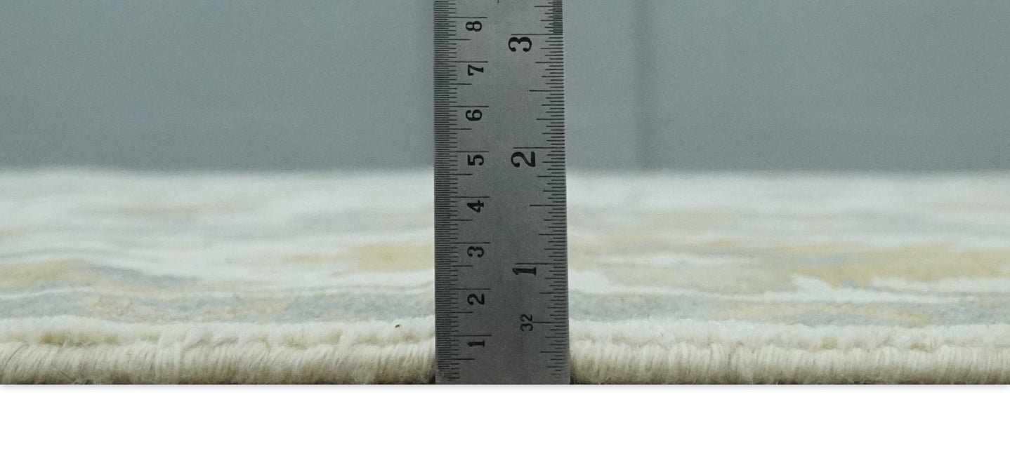 8.6x10 Ivory, Beige and Charcoal Hand Knotted Heriz Serapi Floral Area Rug | TRDCP1186810 - The Rug Decor