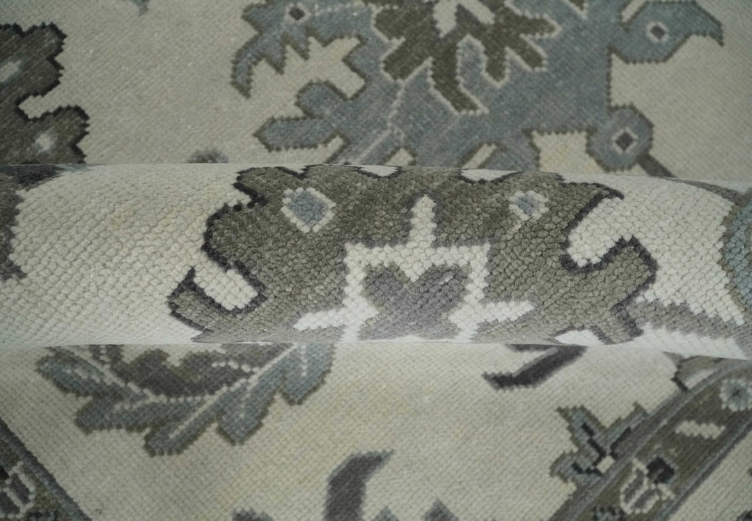 8.6x12 Traditional Ivory and Taupe Antique Style Hand knotted Traditional Wool Area Rug | AC408612 - The Rug Decor