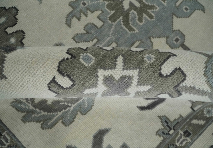 8.6x12 Traditional Ivory and Taupe Antique Style Hand knotted Traditional Wool Area Rug | AC408612 - The Rug Decor