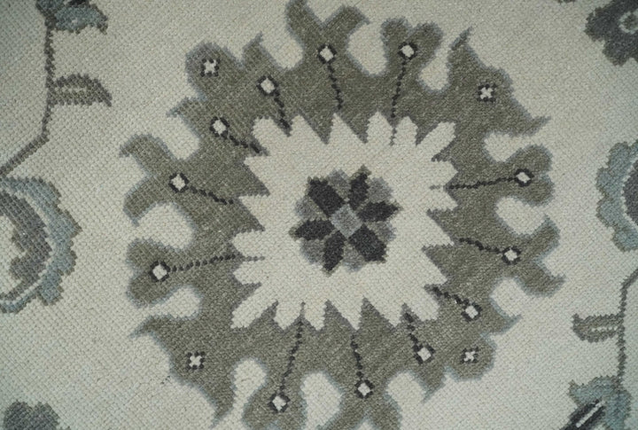 8.6x12 Traditional Ivory and Taupe Antique Style Hand knotted Traditional Wool Area Rug | AC408612 - The Rug Decor