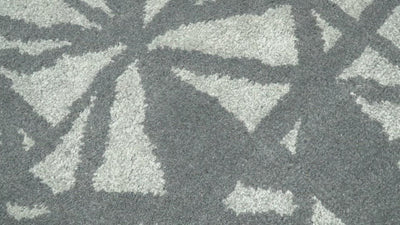 9x12 Hand Knotted Woolen Geometrical Contemporary Silver and Gray Modern Area Rug | TRDCP642912