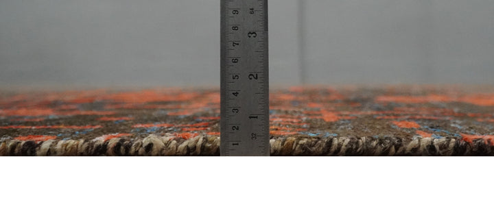 Hand Knotted 4x6 Rust and Charcoal Modern Abstract Contemporary Recycled Silk Area Rug | OP62