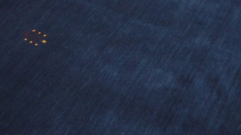 4x6 Solid Blue Wool Hand Woven Southwestern Gabbeh Rug | LOR14