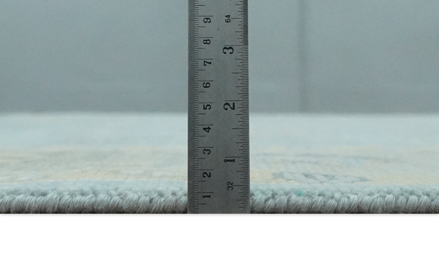 8x10, 9x12, 10x14 and 12x15 Aqua, Beige and Ivory Hand Knotted Floral Oushak Wool Rug | NT19 - The Rug Decor