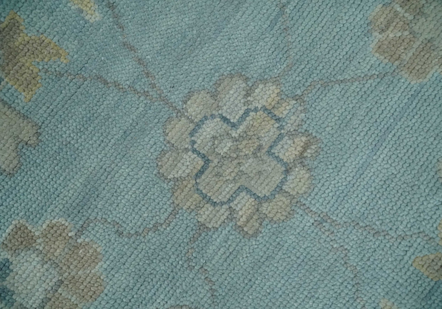 8x10, 9x12, 10x14 and 12x15 Aqua, Beige and Ivory Hand Knotted Floral Oushak Wool Rug | NT19 - The Rug Decor