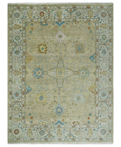8x10, 9x12, 10x14 and 12x15 Hand Knotted Beige and Ivory Floral Traditional Persian Oushak Wool Rug | TRDCP1205 - The Rug Decor