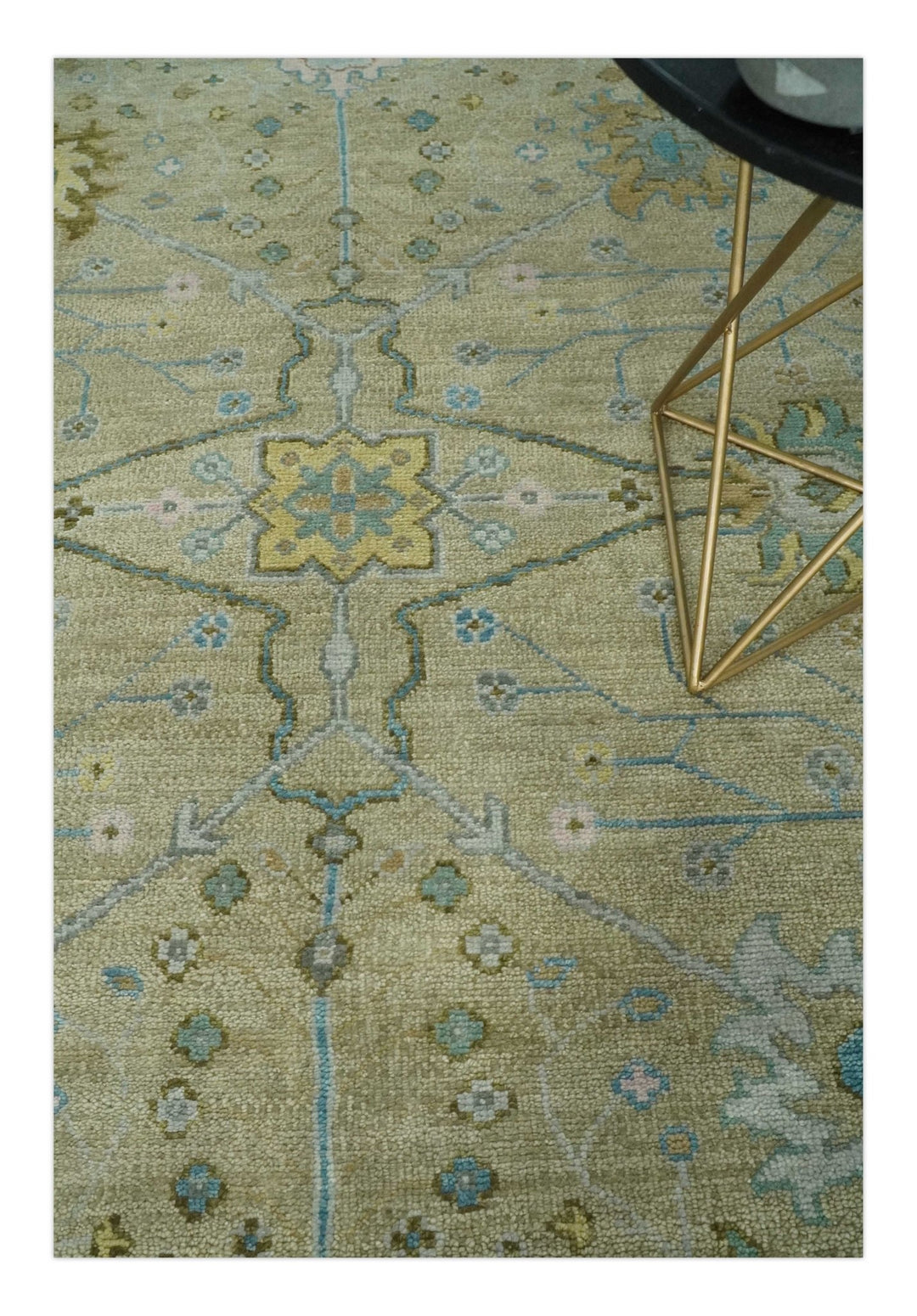 8x10, 9x12, 10x14 and 12x15 Hand Knotted Beige and Ivory Floral Traditional Persian Oushak Wool Rug | TRDCP1205 - The Rug Decor