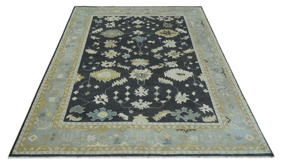 8x10, 9x12, 10x14 and 12x15 Hand Knotted Black, Beige and Silver Traditional Persian Oushak Wool Rug | NT16 - The Rug Decor