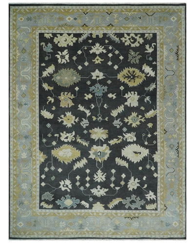 8x10, 9x12, 10x14 and 12x15 Hand Knotted Black, Beige and Silver Traditional Persian Oushak Wool Rug | NT16 - The Rug Decor