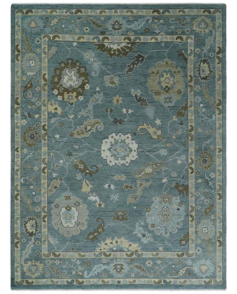 8x10, 9x12, 10x14 and 12x15 Hand Knotted Blue and Beige Traditional Persian Oushak Wool Rug | NT6 - The Rug Decor