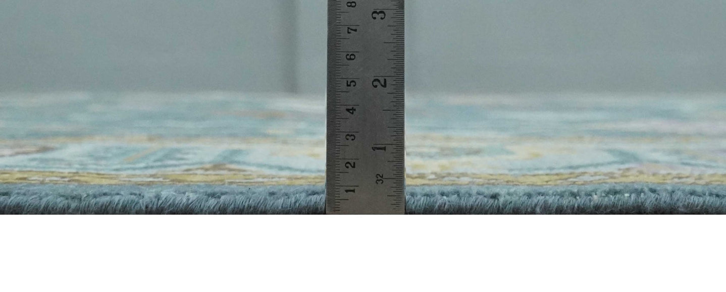 8x10, 9x12, 10x14 and 12x15 Hand Knotted Blue and Silver Traditional Oushak Wool Rug | NT27 - The Rug Decor