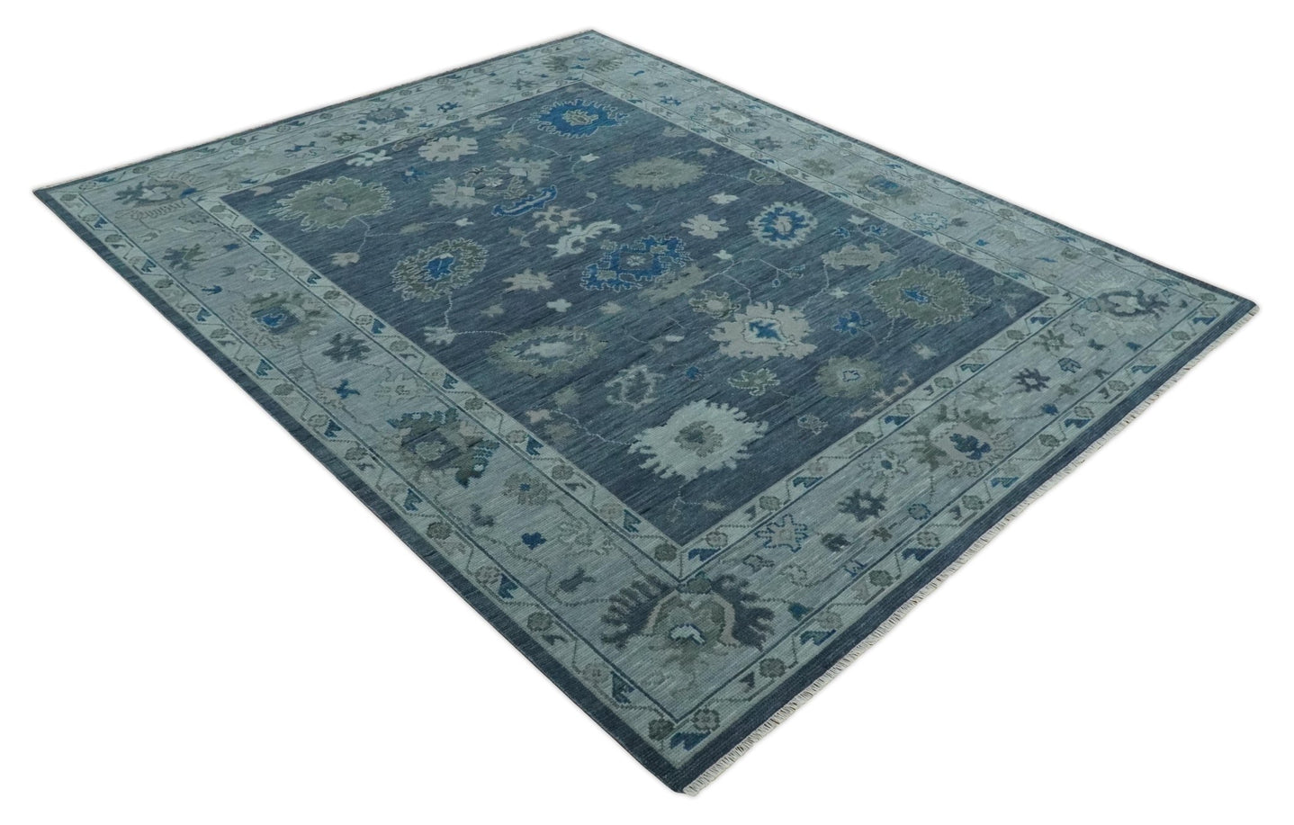 8x10, 9x12, 10x14 and 12x15 Hand Knotted Gray and Silver Traditional Oushak Wool Rug | NT43 - The Rug Decor