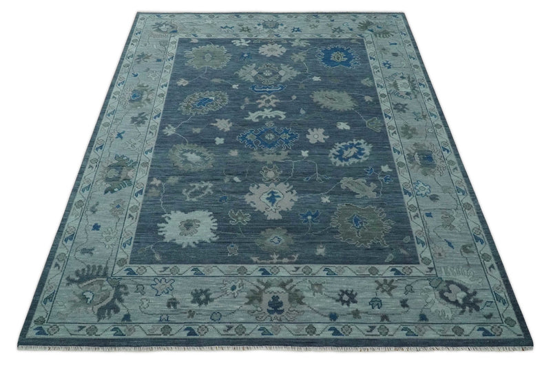 8x10, 9x12, 10x14 and 12x15 Hand Knotted Gray and Silver Traditional Oushak Wool Rug | NT43 - The Rug Decor