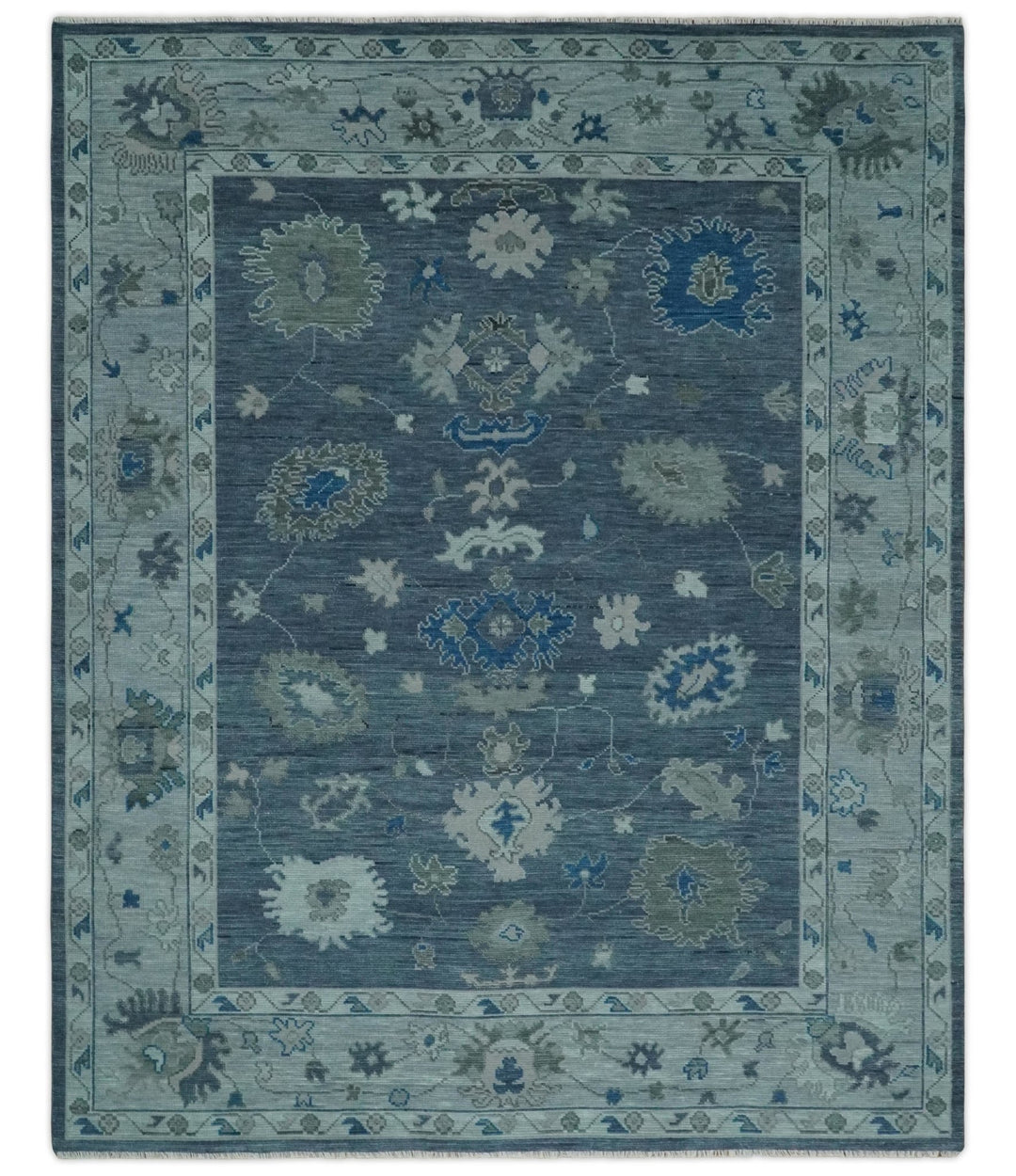 8x10, 9x12, 10x14 and 12x15 Hand Knotted Gray and Silver Traditional Oushak Wool Rug | NT43 - The Rug Decor