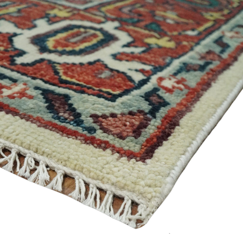 8x10, 9x12, 10x14 and 12x15 Hand Knotted Ivory and Rust Traditional Area Rug - The Rug Decor