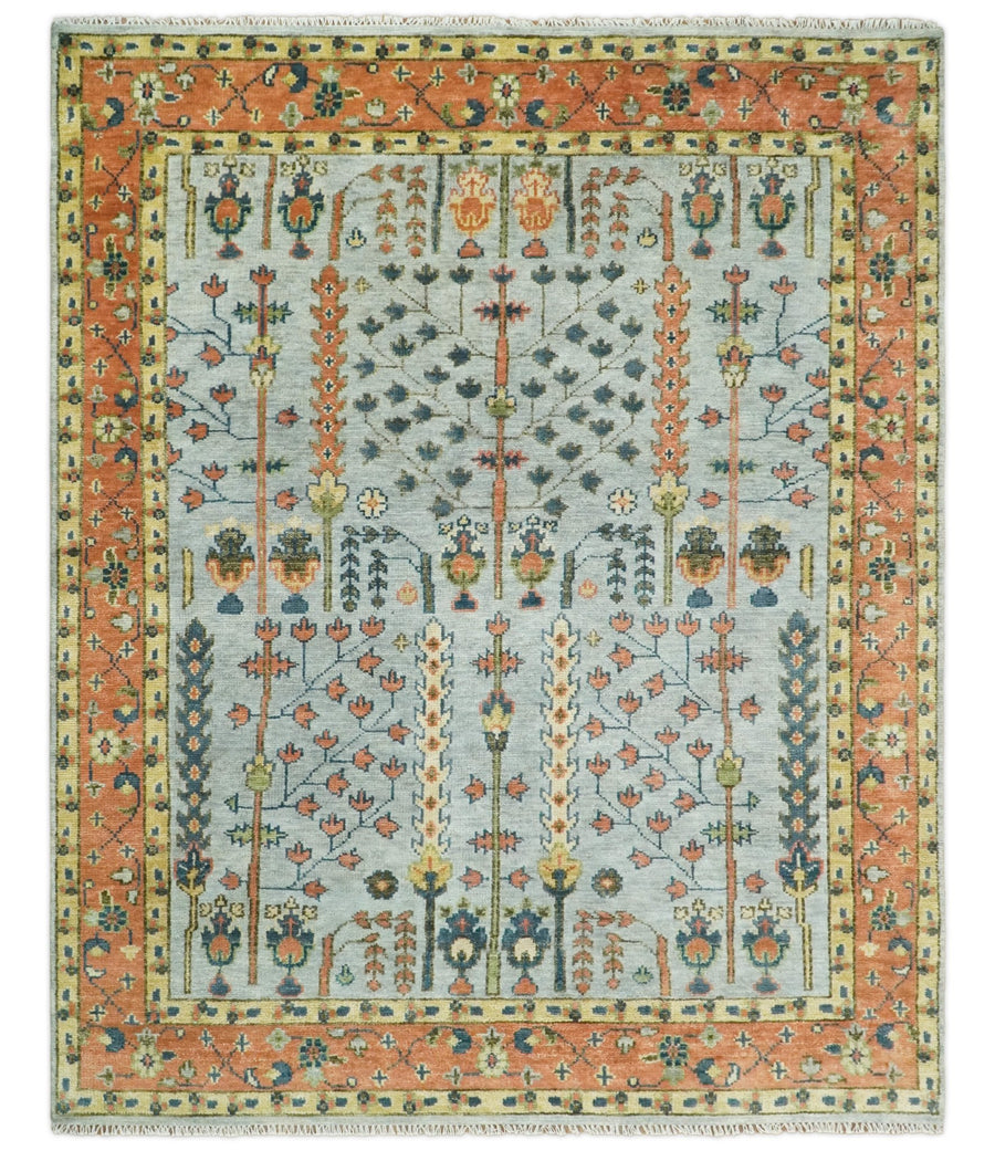 8x10, 9x12, 10x14 and 12x15 Hand Knotted Rust and Blue Traditional Persian Vintage Heriz Serapi Wool Rug | TRDCP204 - The Rug Decor