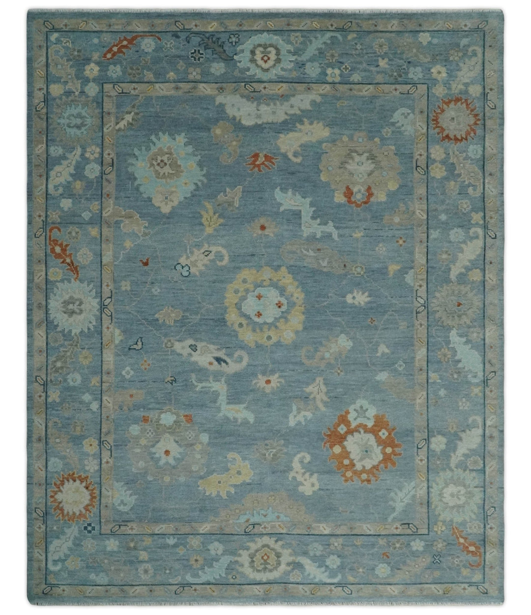 8x10, 9x12, 10x14 and 12x15 Hand Knotted Silver and Beige Traditional Persian Oushak Wool Rug | NT23 - The Rug Decor