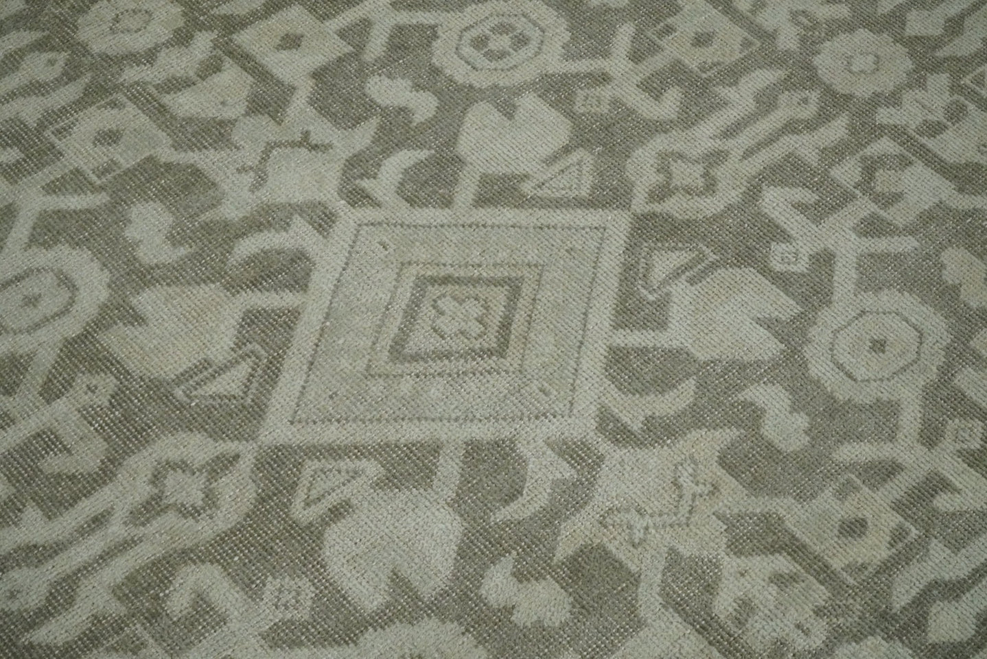 8x10, 9x12 and 10x14 Brown and Beige Hand Knotted Wool Low Pile Vintage Area Rug | AIN3 - The Rug Decor