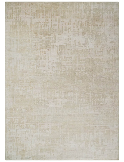 8x10, 9x12 and 10x14 Hand Knotted Ivory and Beige Modern Abstract Contemporary Recycled Silk Area Rug | OP14 - The Rug Decor