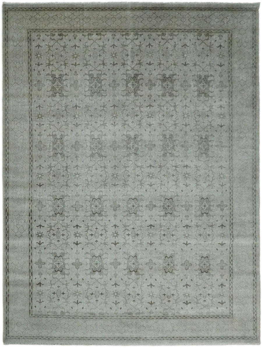 8x10, 9x12 and 10x14 Hand Knotted Wool Blend Silver and Brown Area Rug | EMP7 - The Rug Decor