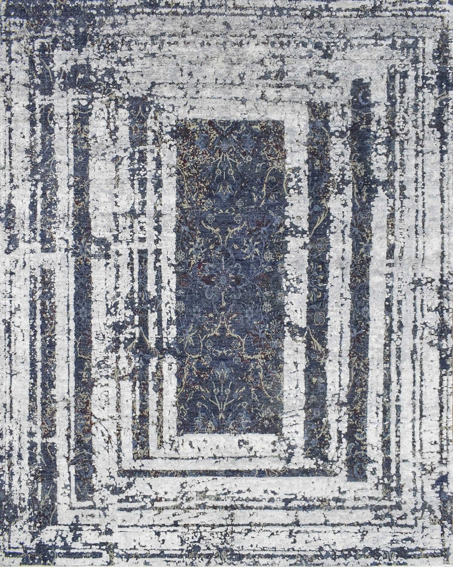 8'x10' | Abstract Design Handmade with Hand-spun Real Silk and Wool Area Rug - The Rug Decor