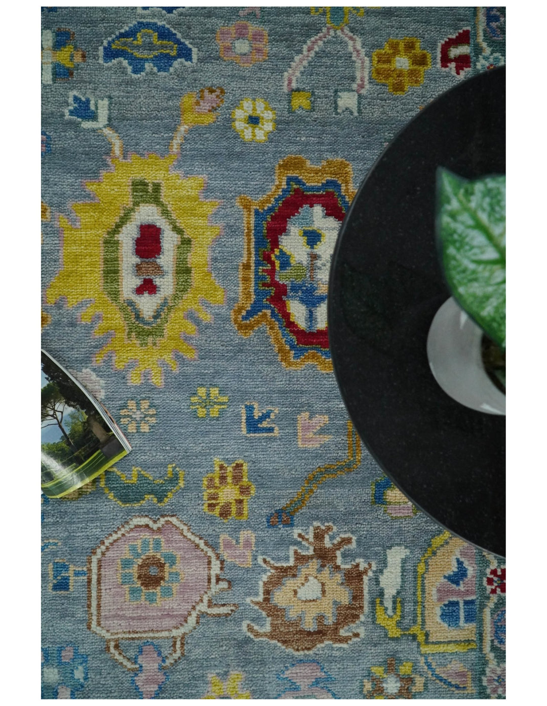 8x10 All Wool Traditional Persian Blue and Ivory Vibrant Colorful Hand knotted Oushak Area Rug | TRDCP162810 - The Rug Decor