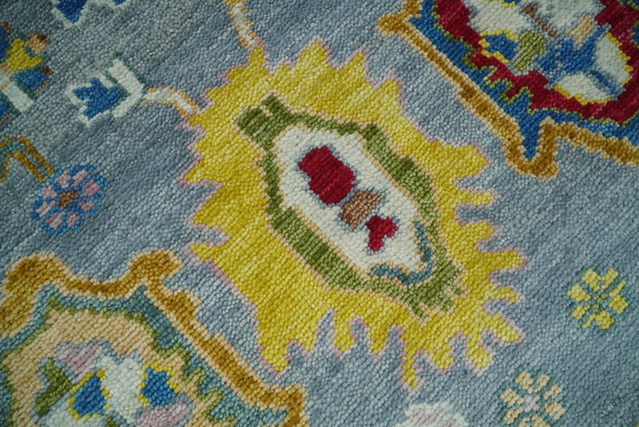 8x10 All Wool Traditional Persian Blue and Ivory Vibrant Colorful Hand knotted Oushak Area Rug | TRDCP162810 - The Rug Decor