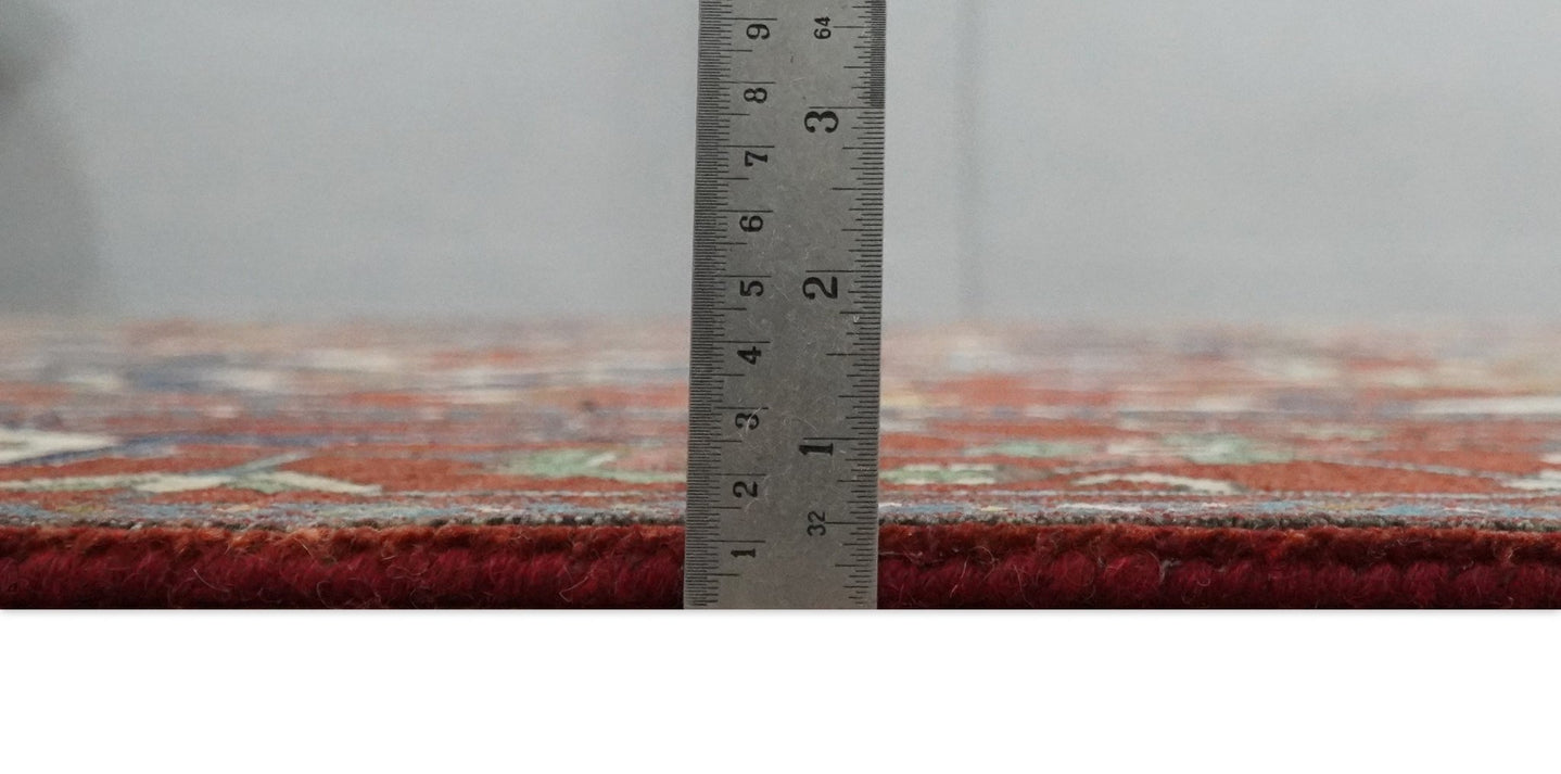 8x10 and 9x12 Fine Hand Knotted Blue, Ivory and Rust Traditional Vintage Heriz Serapi Antique Wool Rug | TRDCP470 - The Rug Decor