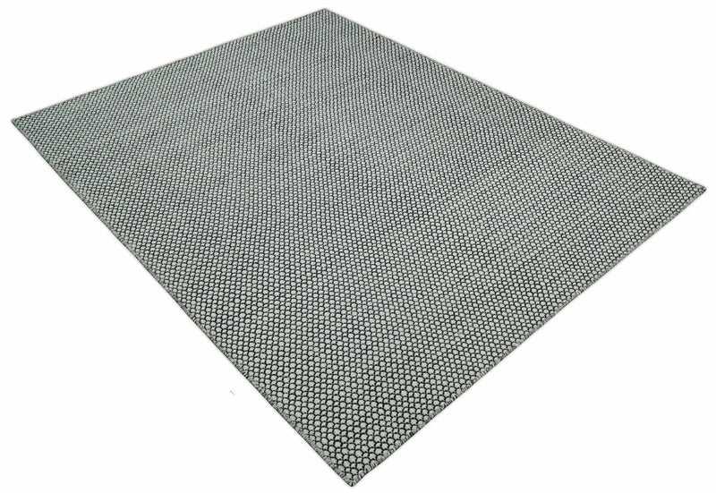 8x10 and 9x12 Flatwoven Dhurrie Modern Checkered Black and Ivory Wool Area Rug, Layering Rug | TRDCP831 - The Rug Decor