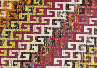 8x10 and 9x12 Hand Knotted Multicolor Modern Contemporary Southwestern Tribal Trellis Recycled Silk Area Rug | OP9 - The Rug Decor