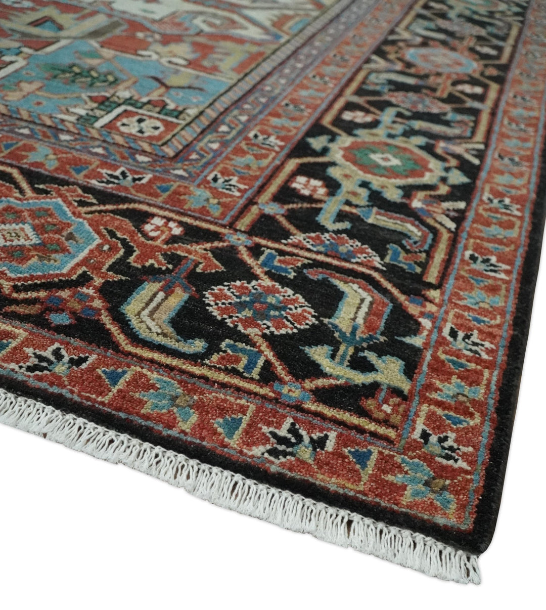 8x10 and 9x12 Hand Knotted Rust, Ivory and Black Traditional Wool Area Rug - The Rug Decor