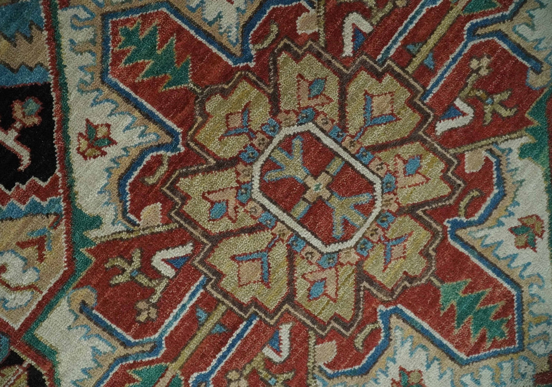 8x10 and 9x12 Hand Knotted Rust, Ivory and Black Traditional Wool Area Rug - The Rug Decor