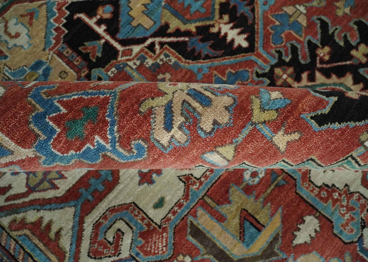 8x10 and 9x12 Hand Knotted Rust, Ivory and Black Traditional Wool Area Rug - The Rug Decor