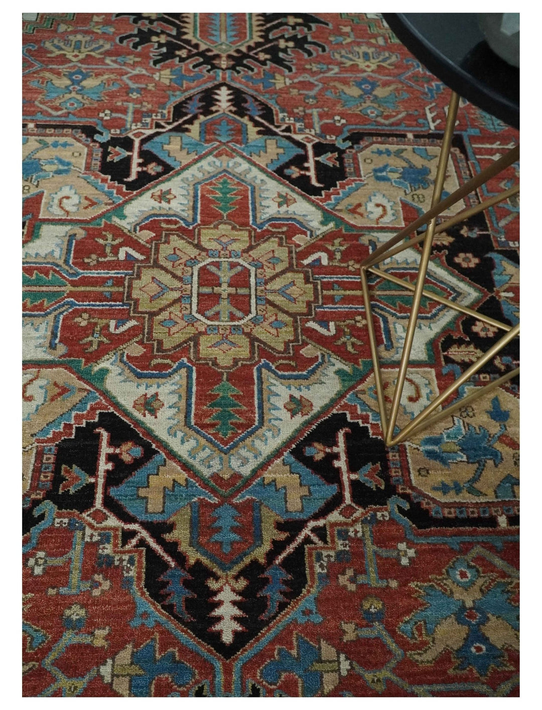 8x10 and 9x12 Hand Knotted Rust, Ivory and Black Traditional Wool Area Rug - The Rug Decor